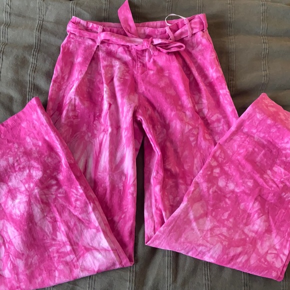 Pink tie-dye wide leg highwaisted pants - Picture 1 of 5